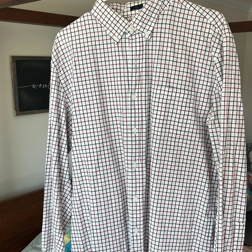 Men’s JCrew Long Sleeve Button Down Slim Fit grey and red patterned - Picture 4 of 5